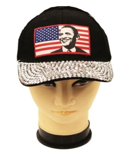 Obama Rhinestone Bling Cap QC401A BLACK2